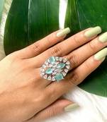 Special stylish latest american diamond cubic zirconia statement adjustable brass finger ring for women