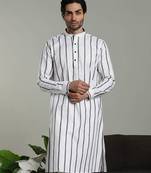 Mens stylish white linen kurta pyjama set