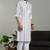 Mens stylish white linen kurta pyjama set