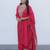 Viscose Chanderi Fabric Embroidery Work Rani Pink A-line Kurta Set