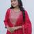 Viscose Chanderi Fabric Embroidery Work Rani Pink A-line Kurta Set