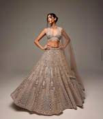 Beige Lehenga Choli With Embroidery Work And Heavy Sequins Work