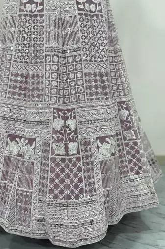 Lavender Embroidererd Georgette Lehenga Set With Dupatta