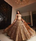 Golden Brown Dori Sequins Embroidery Work Silk Lehenga Choli
