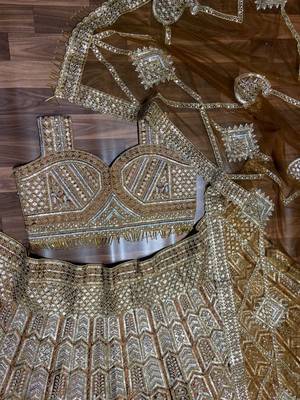 Golden Brown Dori Sequins Embroidery Work Silk Lehenga Choli 3