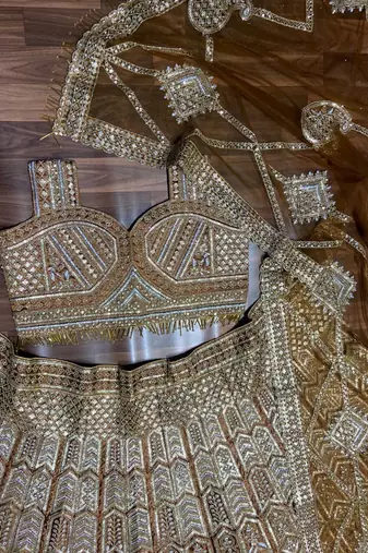 Golden Brown Dori Sequins Embroidery Work Silk Lehenga Choli