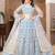 Blue Embroidered Net Lehenga Set With Dupatta