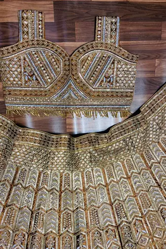 Golden Brown Dori Sequins Embroidery Work Silk Lehenga Choli
