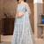 Blue Embroidered Net Lehenga Set With Dupatta
