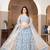 Blue Embroidered Net Lehenga Set With Dupatta