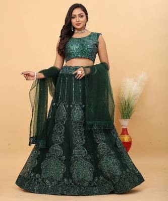 Multi Color Embroidered Silk Lehenga Set With Dupatta 3