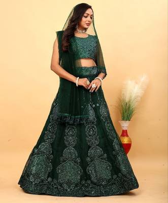 Multi Color Embroidered Silk Lehenga Set With Dupatta 4
