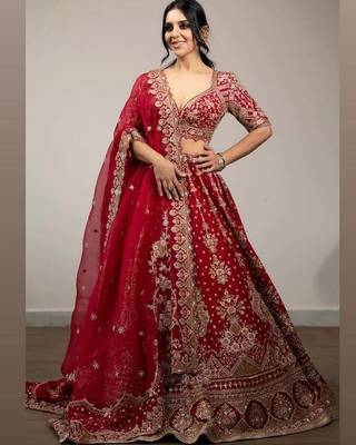 Malai Satin Embroidery Lehenga Choli 1