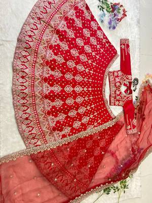 Malai Satin Embroidery Lehenga Choli 3