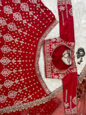 Malai Satin Embroidery Lehenga Choli 5