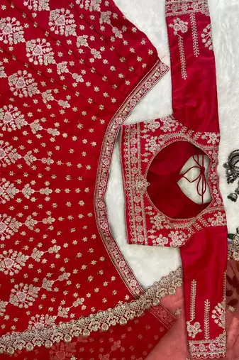Malai Satin Embroidery Lehenga Choli