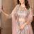 Peach Sequin Embroidered Satin Lehenga Set