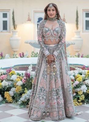 Sea Green Sequin Pearl Embroidered Kasturi Silk Lehenga Set 1