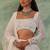 Off White Thread Embroidered Soft Butterfly Net Lehenga Set
