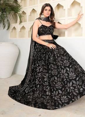 Black Lehenga Choli With Embroidery And Heavy Sequins Work 3