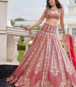 Malai Satin Embroidered Lehenga Choli with Heavy Sequins & Net Dupatta