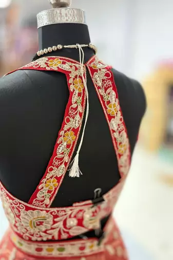 Red Embroidererd Silk Lehenga Set With Dupatta