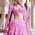 Rani Pink Thread Zari Sequins Foil Mirror Work Georgette Lehenga Choli