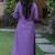 Viscose Chanderi Embroidery Work Purple A-line Kurta