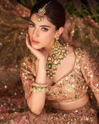 Designer Slub Silk Embroidered Peach Pink Elegance Lehenga Choli With Dupatta 3