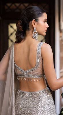 Silver Embroidererd Silk Lehenga Set With Dupatta 3