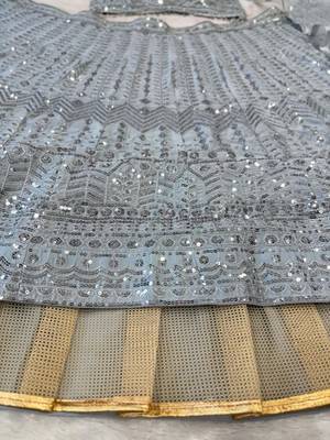 Silver Embroidererd Silk Lehenga Set With Dupatta 4
