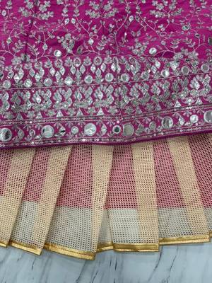 Rani Pink Thread Zari Sequins Foil Mirror Work Georgette Lehenga Choli 4
