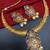 ​antique gold plated blue & gold meenakari necklace set with pearl drops.