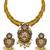 ​antique gold plated blue & gold meenakari necklace set with pearl drops.