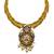 ​antique gold plated blue & gold meenakari necklace set with pearl drops.