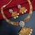 ​antique gold plated rubygreen  & gold meenakari necklace set with pearl drops.