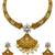 ​antique gold plated rubygreen  & gold meenakari necklace set with pearl drops.