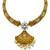 ​antique gold plated rubygreen  & gold meenakari necklace set with pearl drops.
