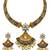 ​antique gold plated blue & gold kundan meenakari necklace set with pearl drops.