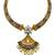 ​antique gold plated blue & gold kundan meenakari necklace set with pearl drops.