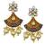 ​antique gold plated blue & gold kundan meenakari necklace set with pearl drops.