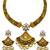 ​antique gold plated black & gold meenakari necklace set with pearl drops.