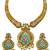 ​antique gold plated mint & gold meenakari necklace set with pearl drops.