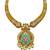 ​antique gold plated mint & gold meenakari necklace set with pearl drops.
