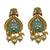 ​antique gold plated mint & gold meenakari necklace set with pearl drops.