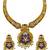 ​antique gold plated blue & gold kundan meenakari necklace set with pearl drops.