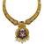 ​antique gold plated blue & gold kundan meenakari necklace set with pearl drops.