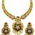 ​antique gold plated black & gold meenakari necklace set with pearl drops.