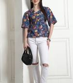 women's cotton jaipuri printed crop top