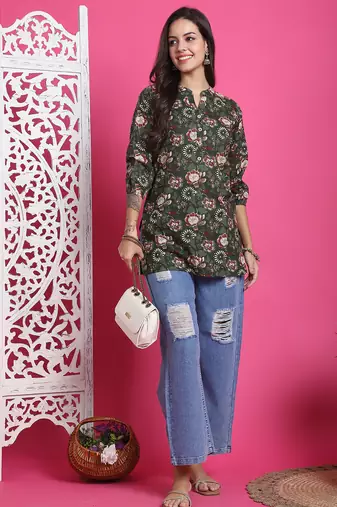 women's pure cotton jaipuri printed  tunic